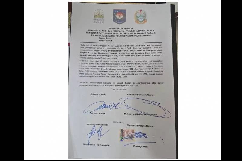 Akhirnya Damai! Isi Lengkap SKB Gubernur Aceh-Sumut Soal Empat Pulau